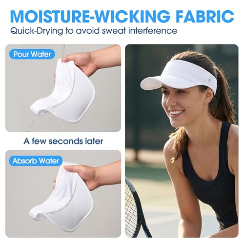 LONGLONG Sports Sun Visor Hat with Non-Slip Toggle Breathable for Women Men - color: White