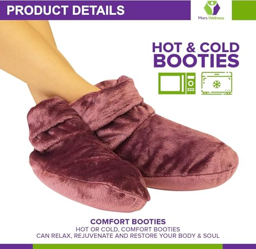 MARS WELLNESS Heated Microwavable Booties - Microwave Slipper Warmers - color: Mauve, size: Pack of 3