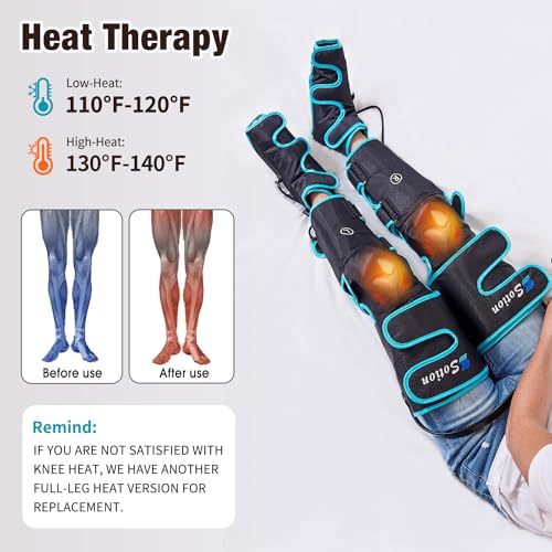 Sotion Leg Massager with Heat and Compression for Circulation & Recovery, Upgraded Foot Calf Thigh Sequential Massager Device with Handheld Controller, 4 Modes 4 Intensities, Help for Leg Pain Relief