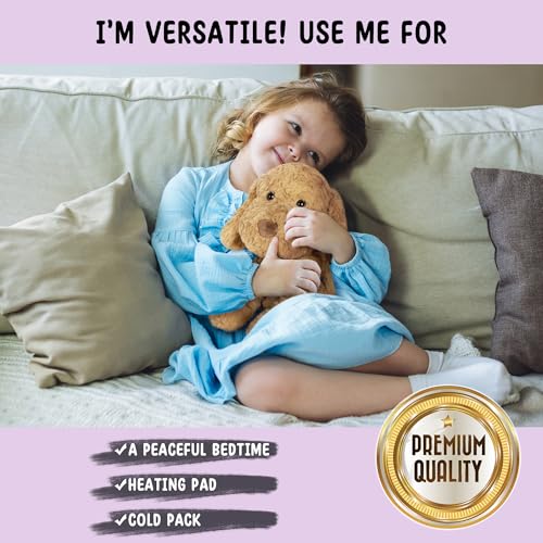Goldendoodle Poodle Dog Microwavable Stuffed Animal – 1.5 lb Unscented Heating Pad Plush, Soft Cozy Golden Doodle Puppy Toy for Relaxation and Comfort, Gift for Women, Girls, Adults & Kids, Happy Fuel - color: Poodle Dog