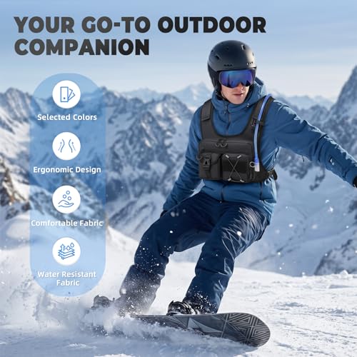 Criuage USA Patent Running Hydration Vest Backpack, Lightweight Chest Pack with 2.0L Water Bladder Bag Daypack for Hiking Running Cycling Race Marathon for Women Men - color: Black V2
