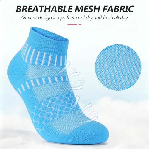 IRAMY Ankle Compression Socks for Women Men Cushioned Athletic Running Socks Plantar Fasciitis Relief 2/3/4/5/6 Pairs - color: Pink+purple+blue(3 Pairs), size: Small