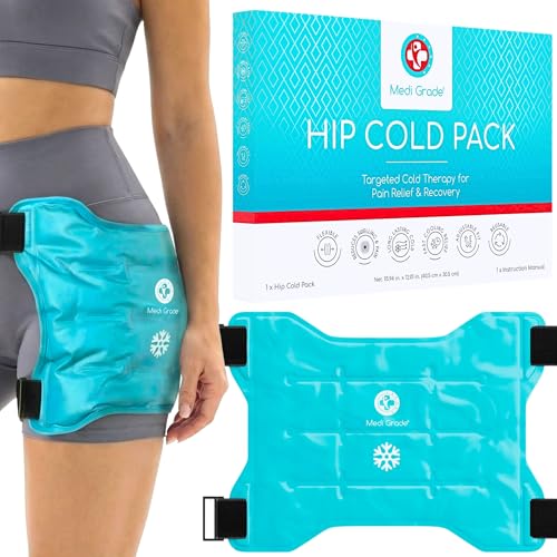 Medi Grade Hip Ice Pack Wrap with Adjustable Strap, Reusable Gel Cold Pack