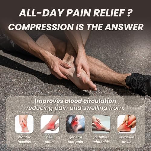 WANDER Compression Socks for Plantar Fasciitis, 2 Pairs Foot & Ankle Brace - color: Black, size: Large