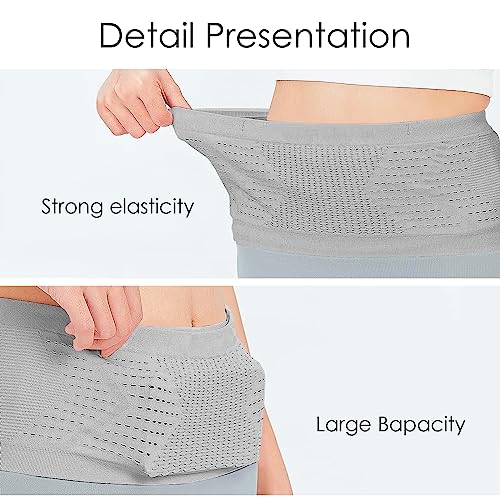 Adorila Slim Running Belt, Hidden Fanny Pack for Men Women, Travel Running Waist Pack for Money and Passport (Grey, Small)