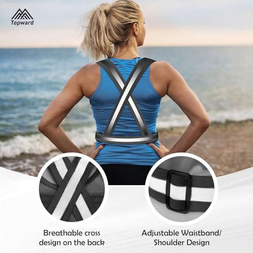 Topward Running Vest Chest Phone Holder for Women Men, Reflective Vest Safety Gear for Dog Walking Cycling - Adjustable Waist/Shoulder - color: Black