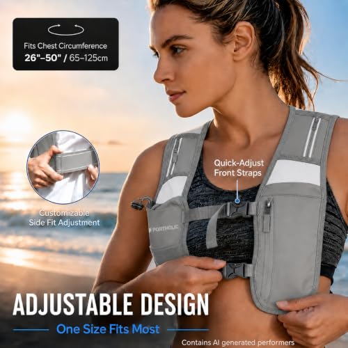 Running Vest for Women Men with 500ml Water Bottle |Adjustable Hydration Vest with Water Bladder |Reflective |Lightweight |Muti-Pockets - color: Grey(17oz Water Bottle)