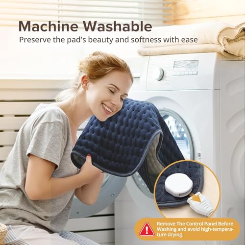 Heating Pad for Back Pain Relief, FSA Eligible HSA,17" x 33" Extra Large Heating Pads for Cramps, Electric Heating Pad with 6 Temperature Controller, Moist & Dry Heat, Auto Shut-Off, Machine Washable - color: Black&white
