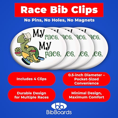 BibBoards bibSNAPS Race Bib Clips, My Race My Pace Turtle, 4 Pack - color: My Race My Pace Turtle