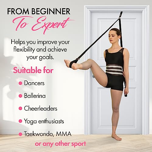 Stretching Strap with Door Anchor for Splits and Flexibility Training - color: Black