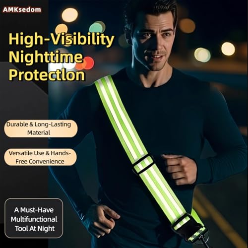 2 Pcs Reflective Belt Sash Walking Gear, High Visibility Safety Running Gear, Night Walking Safety Gear for Men Women Kids Night Dog Walking Gear - color: Green