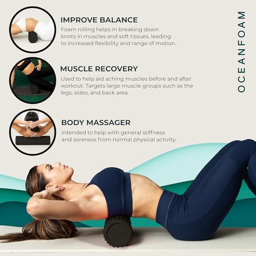 Oceanfoam Tidal Roller - Muscle Massage Foam Roller for Exercise (Black)
