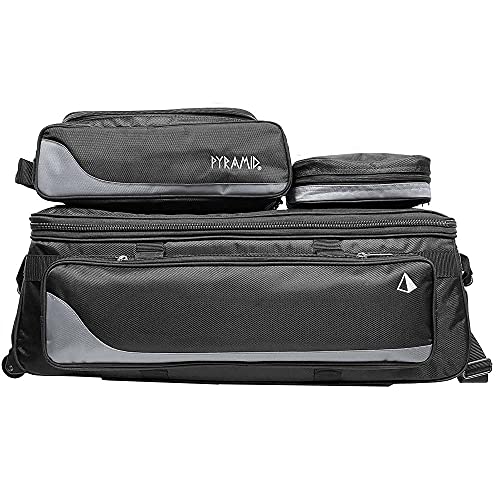 Pyramid Path Triple Tote Roller Plus Bowling Bag with Detachable Shoe Bag (Fits US Mens Size 15), Accessory and Side Pocket, Lightweight Travel Design - color: Black/Silver