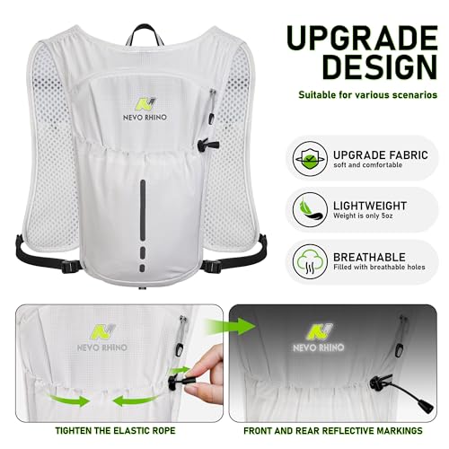 N NEVO RHINO Running Vest with 1.5L Water Bladder, Hydration Vest Pack - color: White