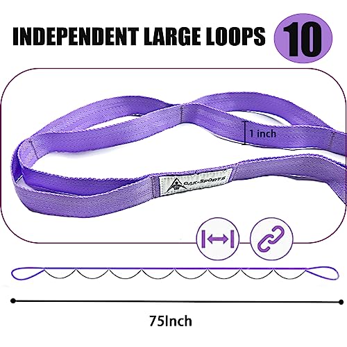 Stretching Strap Yoga Strap with Loops for Physical Therapy, Non-Elastic - color: Purple+Purple