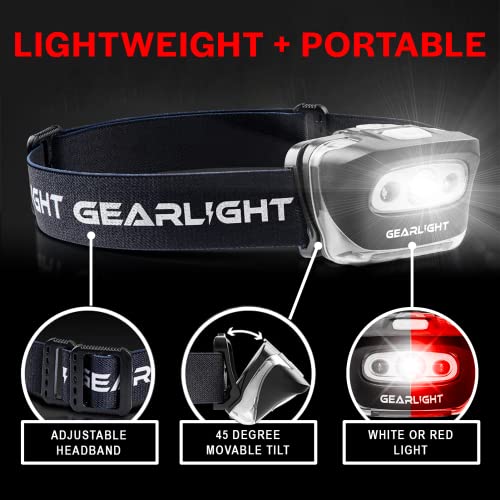 LED Headlamp 2-pack Battery Powered (AAA) (Batteries Not Included) | Head Lamp for Running Hunting Camping Fishing Hiking with Red Light and Adjustable Headband - Bright Forehead Headlamp 7 Modes - size: 2 Pack, Battery Powered (Batteries Not Included)