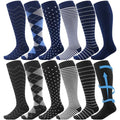 Shyyween 12 Pairs Men Knee High Compression Socks - size: XX-Large, style: Classic