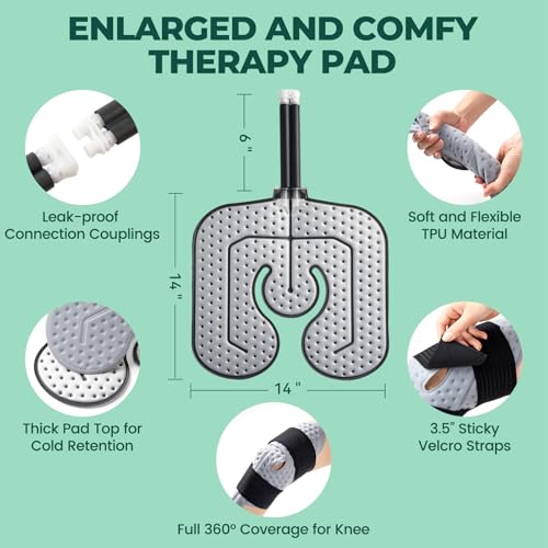 Ice Machine for Knee After Surgery w/Compression, Hip Replacement Cold Therapy Machine, Cryocuff Wrap Pack for Shoulder Recovery, ACL Cold Circulation System