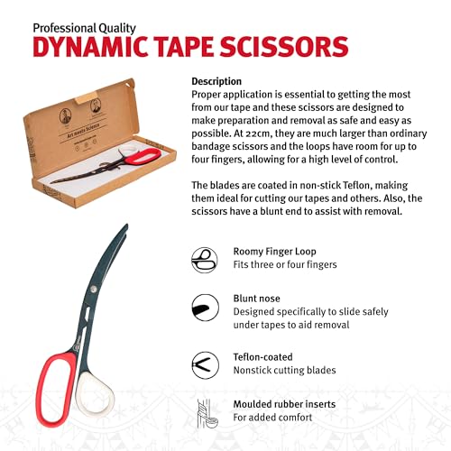 Dynamic Tape Scissors, Non-Stick Blades, Blunt Tip, Ergonomic Grip