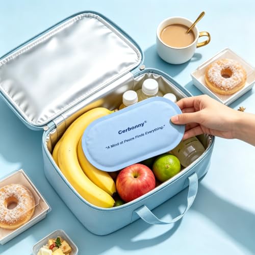 Cerbonny Slim Ice Packs for Lunch Boxes, Reusable, 2 Pack, Peace Blue - color: Light Blue