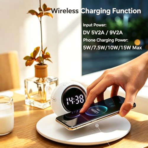 IHAO 3in1 Wireless Charging Station with Dual Alarm Clock & Night LightFast Wireless Charger for Phone iWatch Earbuds Touch Control Dimmable Bedside Lamp Elegant Design for Bedroom Desk K22T White - color: Wireless Charger Alarm Clock K22t White