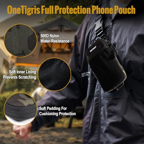 ONETIGRIS Backpack Strap Pouch, MOLLE Phone Holster for Backpack & Belt - color: Camocolor Black
