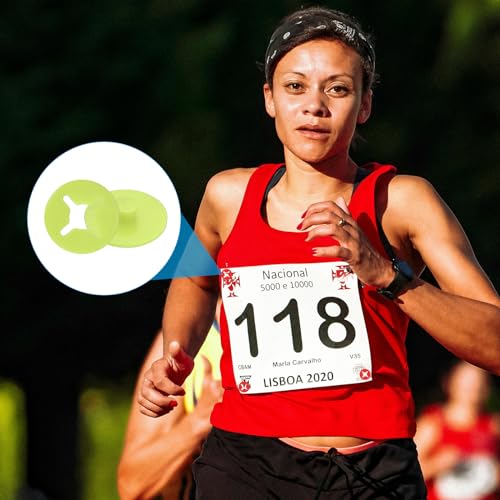 PATIKIL Running Bib Race Clips, 40 Pcs Race Fastener Race Number Buckle Fixing System Marathon Number Buckles Fasteners Holders for Runners Field, Light Green - color: Light Green