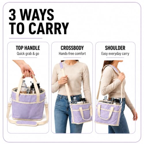 Drink Carrier Bag, Family Size 4 Compartment Drink Bag Light Purple - color: Lavender