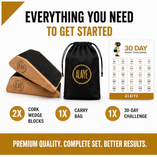 Squat Wedge Blocks (Set of 2) – Non-Slip Slant Boards for Lower Body Workouts Ankle and Calf Stretching - Yoga Blocks, Designed to Elevate Heels and Squat Support - Includes Carry Bag