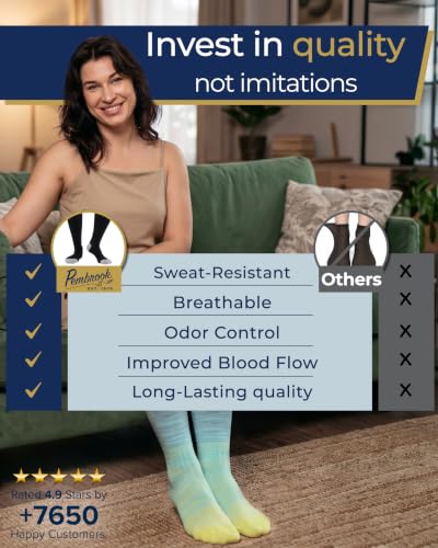 Pembrook® 3 Pairs Plus Size Compression Socks Wide Calf - Bamboo Viscose - color: Line Patterns - 3 Pairs, size: X-Large