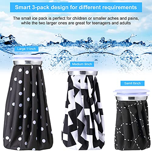 Nuanchu 3 Pcs Reusable Ice Bags for Injuries, Plaid, Black - size: Black, style: Plaid