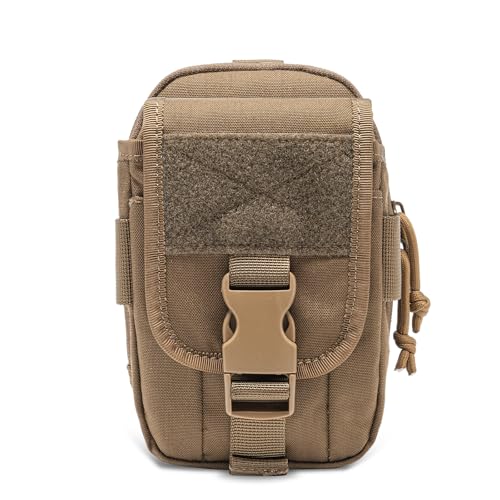 TSPRO MOLLE Phone Pouch, Tactical Phone Holder for Belt, EDC Gear Organizer - color: Khaki
