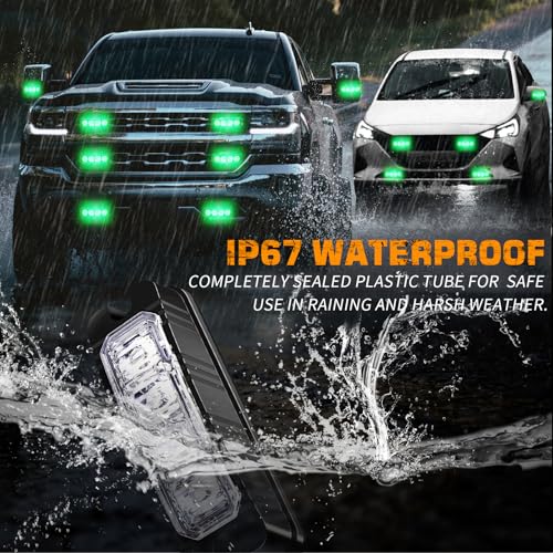 XRIDONSEN 8PCS Sync Truck Grill Lights 32 LED Green Strobe Lights - color: Green