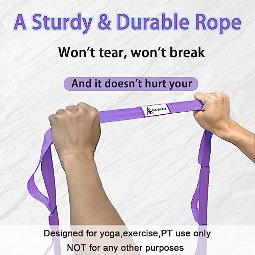 Stretching Strap Yoga Strap with Loops for Physical Therapy, Non-Elastic - color: Purple+Purple