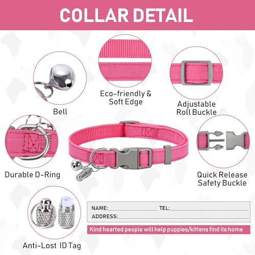 GAMUDA Small Pet Harness Collar and Leash Set, Step in No Chock No Pull Linen Fabric Soft Mesh Dog Vest Harnesses Reflective for Dogs Puppy Cats Kitten Rabbit (Pink, S) - color: Pink, size: Small