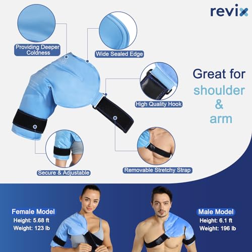 REVIX Shoulder Ice Pack Wrap for Rotator Cuff, Reusable Gel Cold Pack - size: Standard, style: Blue