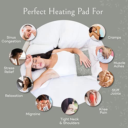 SacksyThyme Microwave Heating Pad for Cramps, Back, Neck, Shoulders, Leg Pain - Reusable Heat Pack, Hot Moist Microwavable Therapy Pack - Unscented Flaxseed Hot Compress Made in USA (Size: 12" x 7") - size: 12" x 7"