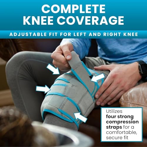 Vive Knee Ice Pack Wrap (2 Pack) - Cold/Hot Gel Compression Brace - color: Gray