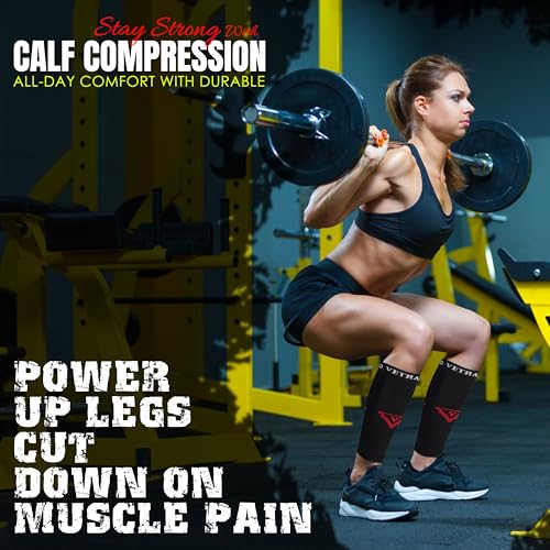 Calf Compression Sleeve – Leg Compression Sleeve for Men & Women – Black Support Sleeves for Sports, Travel & Recovery ,Splints, Pain Relief ,Varicose Veins, Nursing, Pregnancy and Running - size: Medium