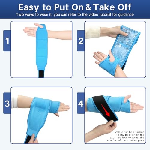 Wrist Ice Pack Wrap for Carpal Tunnel, Gel Ice Packs for Injuries Reusable - color: Blue