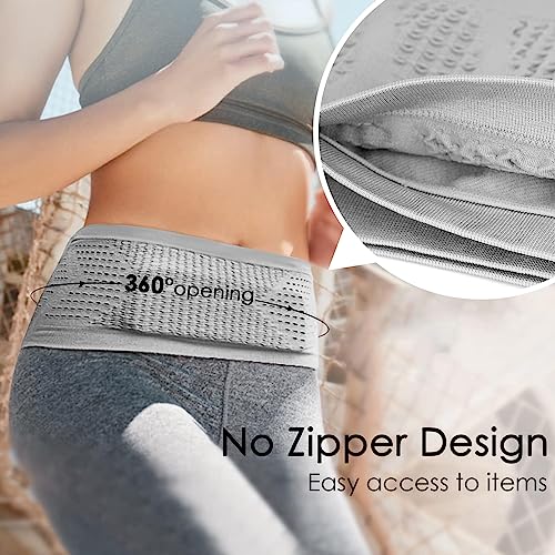 Adorila Slim Running Belt, Hidden Fanny Pack for Men Women, Travel Running Waist Pack for Money and Passport (Grey, Small)