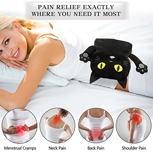 Microwave Heating Pad for Pain Relief, 17" x 9" Microwavable Heating Pads for Cramps, Back Pain, Neck Shoulder, Muscles, Knee, Joints, Natural Heat Pack Moist Heat, Black Cat - size: Medium Black cat - 3