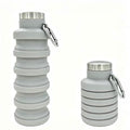 YCT Collapsible Water Bottle 17oz（500ml），Travel Portable Sport Water Bottle，Reusable Silicone Foldable Water Bottles for Gym Camping Hiking (Grey) - color: Grey