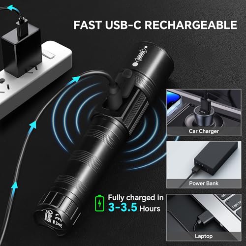 Rechargeable Flashlights Super Bright LED Flash Light 3 Pack - size: 3 Pack