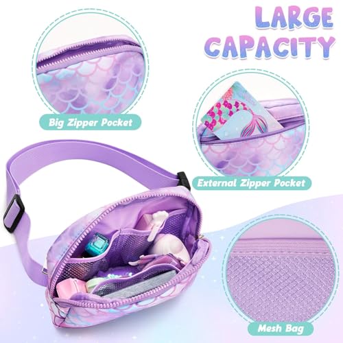 WAWSAM Fanny Pack Kids Belt Bag, Mermaid Crossbody Bag with Adjustable Belt - color: Mermaid