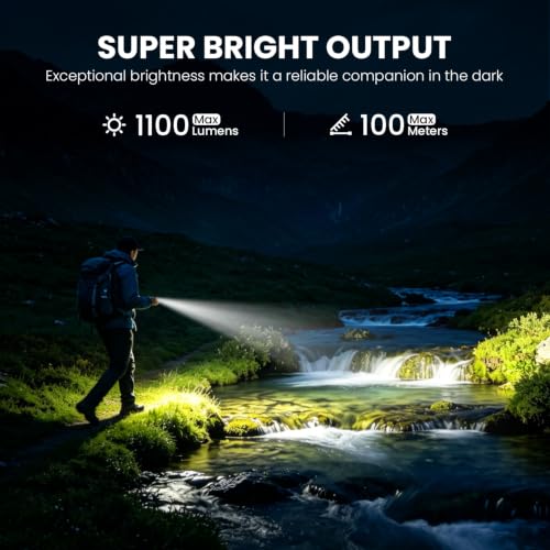 1100 Lumen Small EDC Keychain Flashlight with Green Light