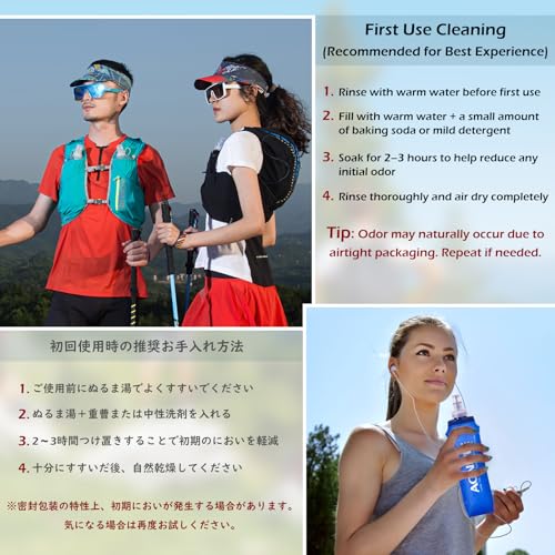 TRIWONDER Collapsible Water Bottles TPU Soft Flask Running Bottles BPA-Free Sports Flasks for Hiking Climbing Camping (500ml/16.91oz with Straws - Pack of 2) - color: 500ml/16.91oz with Straws - Pack of 2