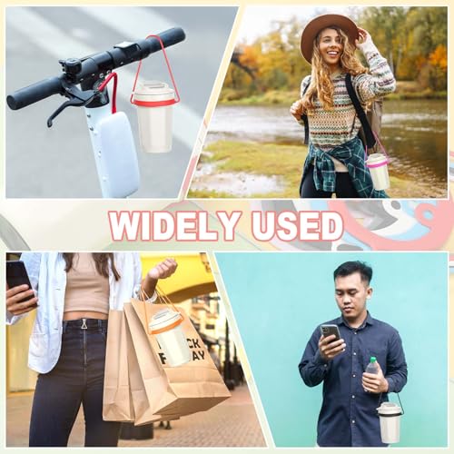 PATIKIL Silicone Water Bottle Lanyard, Reusable Tumbler Strap Water Bottle Handle Holder with Strap for Beverage Carry Traveling Take Out - color: Pink/Light Blue/Green/White/Yellow