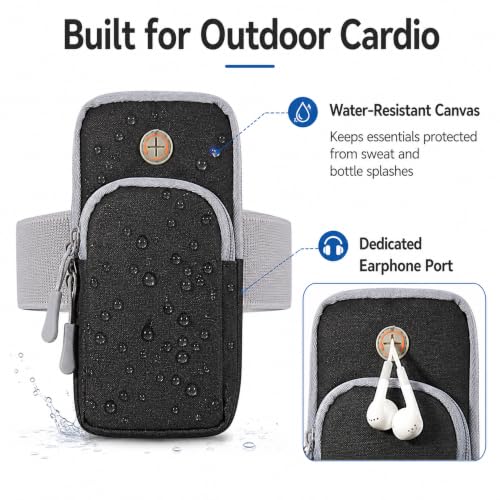 Zippered Phone Arm Bag for Exercise, Gray