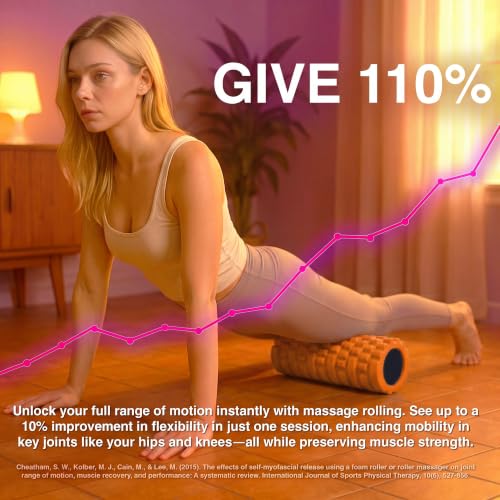 321 STRONG Patented 3-Zone Massage Roller, Medium Density for Exercise - color: Orange